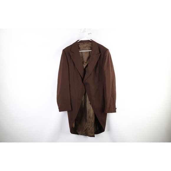 Vtg 50s 60s Palm Beach Formals Mens 42 Long Coattails Tuxedo Suit Jacket Brown